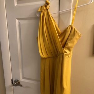 BCBG one shoulder chartreuse cocktail dress